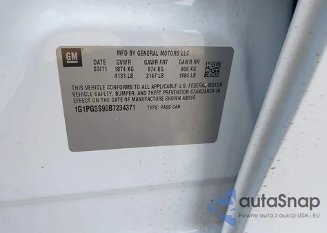 2011 Chevrolet Cruze 2Lt from USA, damaged, VIN 1G1PG5S90B7234371